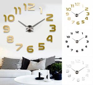 3D Big Number Mirror Wall Clock stor modern design 3D Bakgrund Väggklocka Diy Home Living Room Office Decor Art6306989