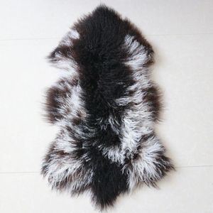Mattor NMR011 svartvit färgade lockiga fårskinn mattan sovrum område mattor vinter varm lång hög mongolisk hud för stolar