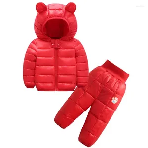 Down Coat 2024 Autumn and Winter Boys 'Clothing Lightweight Children's Cotton Jacka Spädbarn Baby Tvådelar Byxor Girls Suit