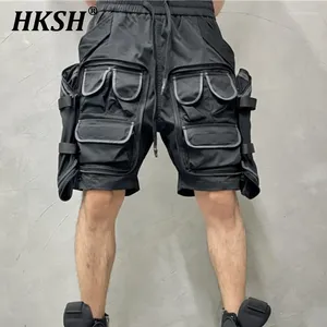 Erkek Şort HKSH Amerikan Vintage Tide Taktik Koyu Büyük Cepler Eklenmiş Diz Uzunluk Pantolon Moda Gevşek Casual Capris HK1153