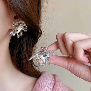 Dangle Chandelier Acrylic Flower Earrings for Women Fashion Temperament Rhinestone Stud Earrings Light Luxury Jewelry Factory Wholesale