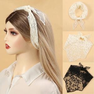 Scarves Elegant Embroidered Lace Triangle Small Scarf Muslim Women Veil Hijab Turban Hair Accessories Wedding Party Headwraps Bandana