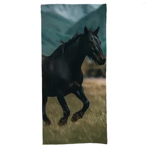 Bath Accessory Set Beach Towel Horse Crossing Field Microfiber Towels Swimmers Bathroom 27.6"x55.1"