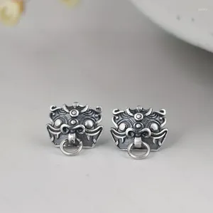 Stud Küpeler Retro Gümüş Renk Kapısı Tanrı Dragon Son Ejderha Earringtrendy Aslan Tokalı Şık ve Kişiselleştirilmiş Aksesuarlar