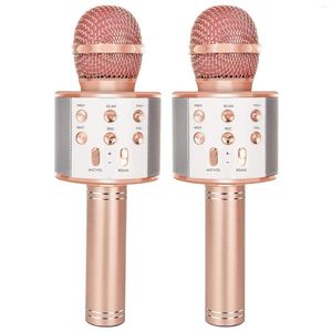 Microphones 2Pack Wireless Bluetooth Karaoke Microphone For Singing Portable Handheld Mic Speaker Machine Great Toys Rose Gold