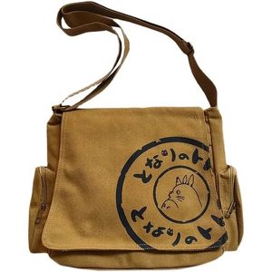 Vintage Cartoon Women Canvas Messenger Bag Large Capacity Tote Bag Women Shoulder Handbag