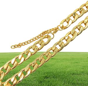 USENSET 11mm Aço inoxidável 18K Gold Bathed Curb Dog Pet ou Cat Chain Collar Supplies4363910