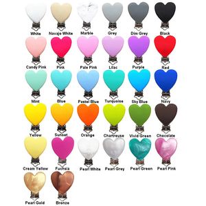 Chenkai 20st BPA Free Silicone Heart Clips Diy Baby Pacifier Dummy Teether Chain Holder Clips Soother Nursing Toy Accessory 240423