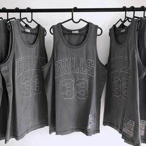 Men's Tank Tops Summer Sports Fashion Brand Retro Vest Street Embroidered Letter 33 Printed Basketball Sleeveless Loose M-3xl