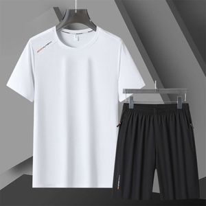 Secagem de roupas esportivas rápida, shorts de camiseta de seda de seda de gelo masculino, equipamentos de corrida, corrida e fitness de 2024 Summer Slim, S,