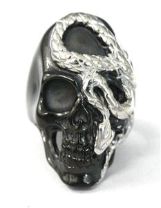 Gothic TWOTONE Schädel Ring Cool Men039s Titanium Stahlschmuck böser Schädel Biker Punk Ring Größe 7142136842