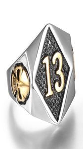 316L Edelstahl Ring 18K Gold Silber Punk Gothic Men039s Biker Schädel Nummer 13 Ringe Schmuck Messenger Style Lokomotive SE8980928