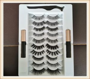 Magnetische Wimpern Magnetische Flüssigkeit Eyeliner -Kit mit Pinzetten 10 Paare aufgerüstet 5D Magnetische falsche Wimpern Natürlicher Wiederverwendbar ohne Kleber 6831126