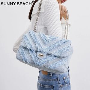 Fashion Summer Jeans Denim Bags Shoulder Crossbody Handbags Women Canvas Girl Handbag Casual Chain Designer Tote Bags 240520