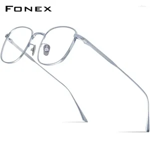 Солнцезащитные очки рамки Fonex Pure Titanium Ocklasses рамки мужчины 2024 Модные ретро -квадратные очки, женщины, ежедневно