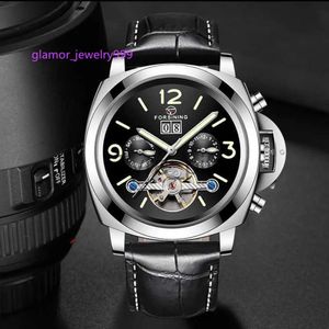 Inne urządzenia do noszenia Forsining Mechanical Mens Watches Oryginalny skórzany pasek Kompletny kalendarz Tourbillon Automatyczne zegarek na rękę Relogio Masculino x0821