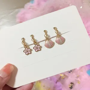 Ryggar örhängen 2 par/set koreansk stil barn öronklipp härlig tecknad blomma baby ingen piercing örhänge för flickor barn