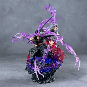 アクショントイのフィギュアワンピースgk roronoa zoro漫画3頭と6腕のナインナイフフローashura pvcアクションモデルチャームデコレーションおもちゃ人形