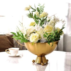 Vasen Europäische Einfachheit Gold Vase Metall Künstliche Blumen Blumen Arrangement Schreibtisch Dekoration moderne florale nordische Wohnkultur