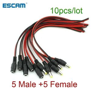 Ny 10st/Lot 2,1x5,5 mm manlig kvinnlig plug 12V DC Power Pigtail Cable Jack för CCTV -kamerans anslutningssvansförlängning 12V DC WireFor 12V DC Power Cables