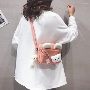 Shoulder Bags Cute Canvas Small Crossbody Bag For Women 2024 Japanese Cartoon Fashion Female Student Mini Messenger Kawaii