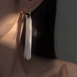 Dangle Chandelier New Silver Color Chain Waterfall Tassel Long Earrings Luxury Design Womens Exaggerated Accessories Jewelry Party Gifts