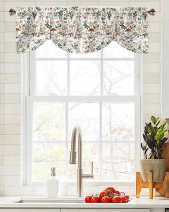 Curtain Mushroom Plant Watercolor Retro Window Living Room Kitchen Cabinet Tie-up Valance Rod Pocket