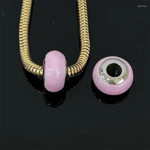Bracelets de link Bracelete de aço inoxidável charme de contas rosa para mulheres Jóias de jóias DIY