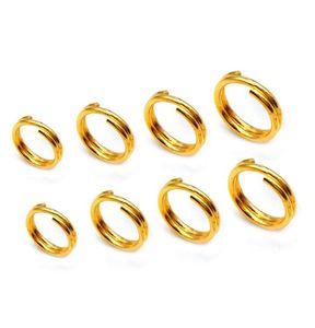 100pcslot nytt mode 3 4 5mm rostfritt stål Key Chains Open Jump Rings Double Loops Gold Color Split Rings Contakons för juvel7431907