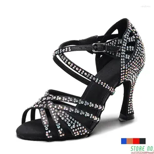 Dance Shoes Latin Ballroom Red Black Blue Brown Rhineston Latino Dancing For Children Stain Silk Salsa-dance-shoes