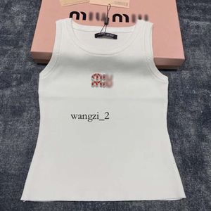 Mui Mui T Shirt Miumiuss Tshirt Designers Women's Tanks Miui Top Anagram-embroidered Cotton-blend Tank Top Miumu Top Shorts Knitted Cropped Jersey Ladies Tops 5422