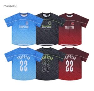 T-shirt maschile Trapstar Mesh Football Jersey Blu Black Red Men T-shirt Sports Designer Fashion Clothing 768697878