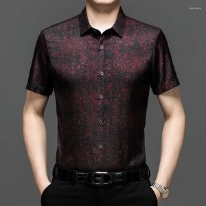 Men's Casual Shirts High Quality Mulberry Silk Clothes 2024 Summer Fashion Smooth Soft Satin Shirt Short Sleeve Dress