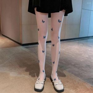 Donne calze di stampa elastica Scalatoni senza cucitura a farfalla sottile Motivazione Lolita calze a piede pieno leggings sexy collant quotidianamente
