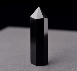 Natural Crystal Tower Arts Mineral Chakra Heilungsstab Obsidian Point Reiki Energy Stone Sechssided Black Quarze Zauberstab Rough 7013632