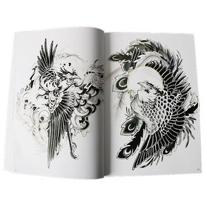 68 pagine a4 tatuatore manoscritto design animale drago drago aquila tigre squid sacchetto diamante braccio spray di buon auspicio modello tradizionale 240423