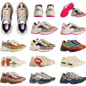 Fashion Rhyton shoes Designer Woman Heels Dress Shoes Men Women Multicolor Trainers Vintage Chaussures Platform Sneaker Strawberry Loafers chaussures 36-45