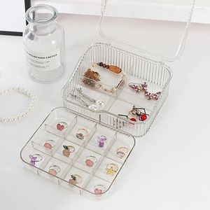 Jewelry Pouches 1pc Storage Box Protable Multifunction Double Layer Earrings Ring Jewellery Display Boxes