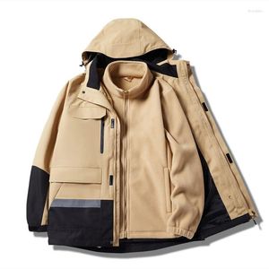 Hunting Jackets Soft Shell Three-in-one Detachable Outdoor Windproof Waterproof Travel Stormsuit Skiing Mountaineering Clothing
