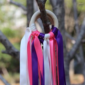 Party Decoration 20st/Lot Pink and Purplr Color Stain Ribbon träring Waldorf med Bell Hand Kite Toy Me Birthday Favors