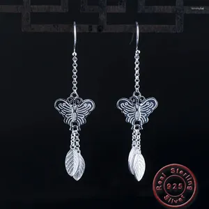 Dangle Küpeler Amxiu Vintage 925 STERLING Gümüş Takı El Yapımı Kelebek Kadınlar Kızlar Kulak Piercings Doğum Günü Partisi Aksesuarları