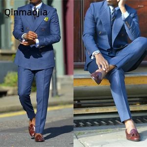 Ternos masculinos azuis escuros Casual formal casual Duas peças Tuxedos de casamento de lapela de lapela, vestir calças de fantasia