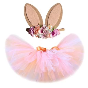 Småbarn Baby Girls Bunny Tutu kjol för barn tjej prinsessa kanin tutus fluffig bollklänning barn påsk halloween kostym 0-14y 240429