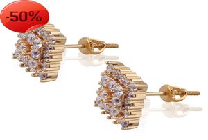 New zircon square hiphop earrings with gold plating012344152930