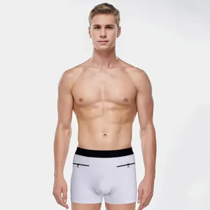 Underbyxor män underkläder andas boxare hög midja med dubbla fickor dragkedja för bekväm u-konvex design