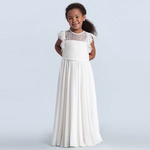 Fashion Kinderkleid Girls Spitzenkleid Performance Hochzeit Blumenmädchenkleid Kleid weiß hohle Prinzessin Kleid Kleid