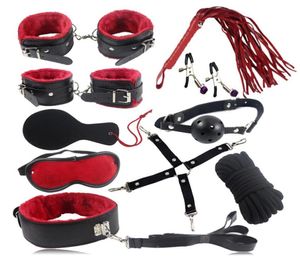 Handspielzeug für Paare für Paare Leder Bondage Sex -Werkzeug Slave Zurückhaltung Nippel Klemme Gag Erotische Spielzeug Erwachsene Sexprodukt Vibrator Y191206104024