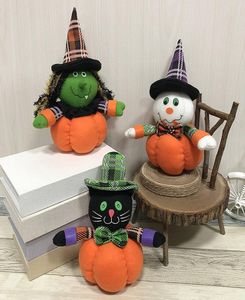 Halloween Decoration Pumpkin Dolls Plush Toys Witch Black Cat Snowman Holiday Festival Decor Prop Gift JK2008XB7708886