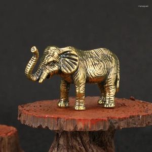 Dekorativa figurer ren koppar elefant liten staty feng shui ornament handgjorda mässing djurhantverk hem dekor kontor skrivbord dekorationer