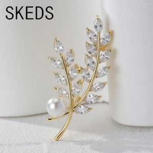 Broschen Skeds kreative elegante Frauen Lady Weizen 3 Farben Strass Pearl Badges Pins Fashoin Freizeitparty Bankett Schmuck Corsage Geschenk